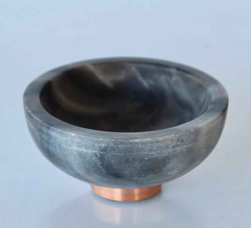 Grey Marble Bowl Metal Base
